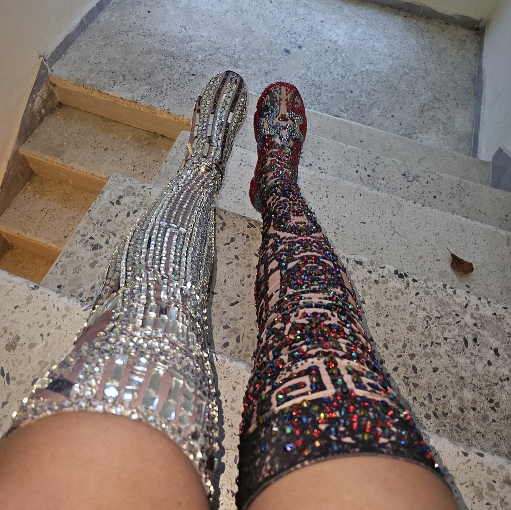 Custom made rhinestone sneakers boots